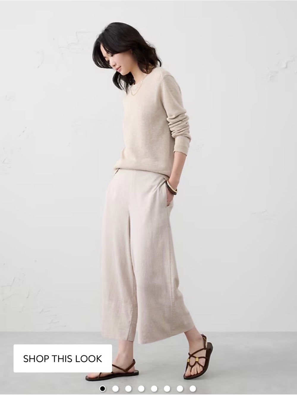 Banana Republic Factory Wide-Leg Linen Blend Pants in Light Beige